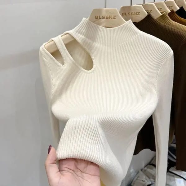 Chic Turtleneck Ribbed Sweater for Women – Soft, Slim Fit & Stylish