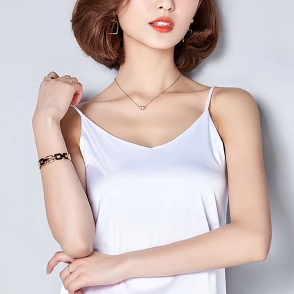 Women's Satin Silk Sleeveless Spaghetti Strap Tank Top