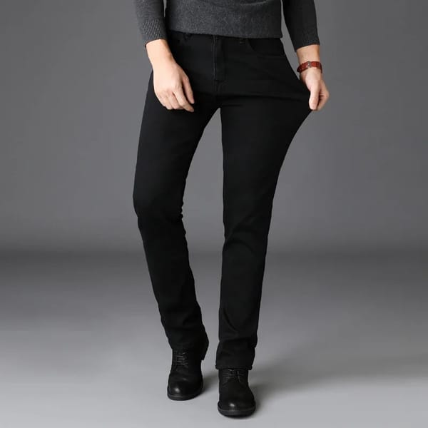 Classic Stretch Black Denim Biker Jeans