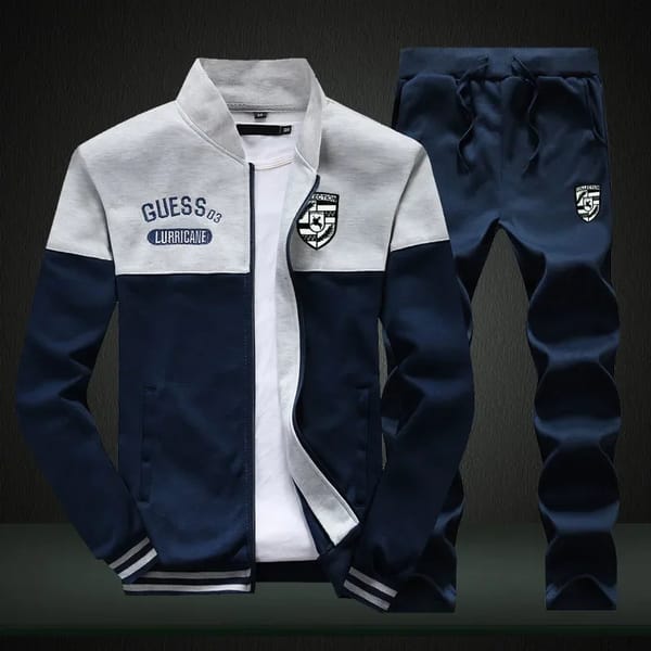 Patchwork Tracksuit Set – Zip-Up Hoodie & Jogger Sweatpants