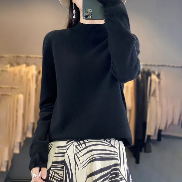 Ready-To-Wear 100% Wool Women's Half Turtleneck Sweater