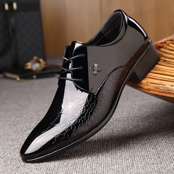 Black Soft Leather Business Formal Shoes – Lace-Up, Comfortable, Plus Sizes