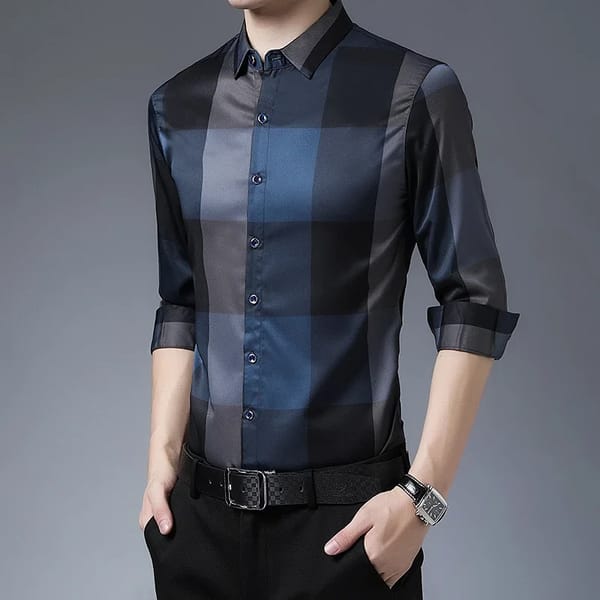 Casual Printed Long-Sleeved Shirt – Wrinkle-Free Fashion