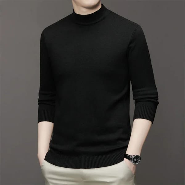 Half High Neck Long Sleeved Sweater