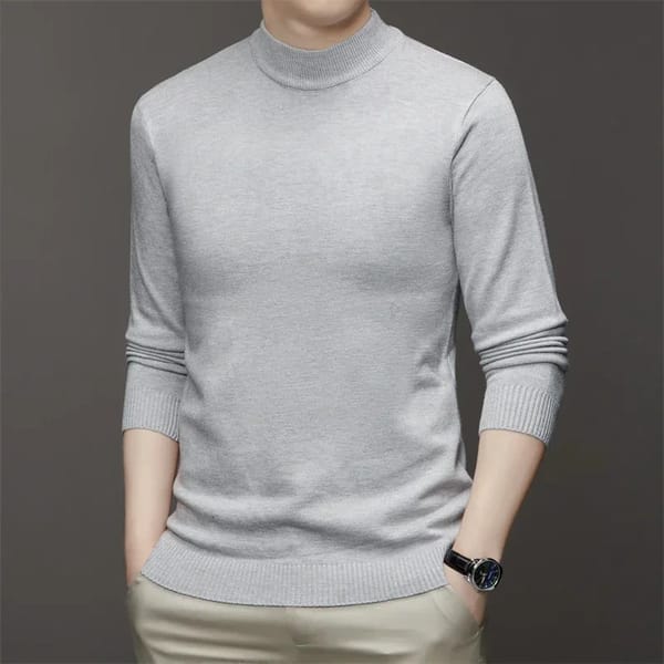 Half High Neck Sweater- Long Sleeved Casual Top