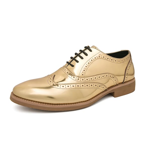 Luxury Golden Brogue Shoes for Men – Perfect for Formal and Casual Occasions