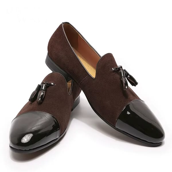Luxury Men's Suede and Patent Leather Loafers