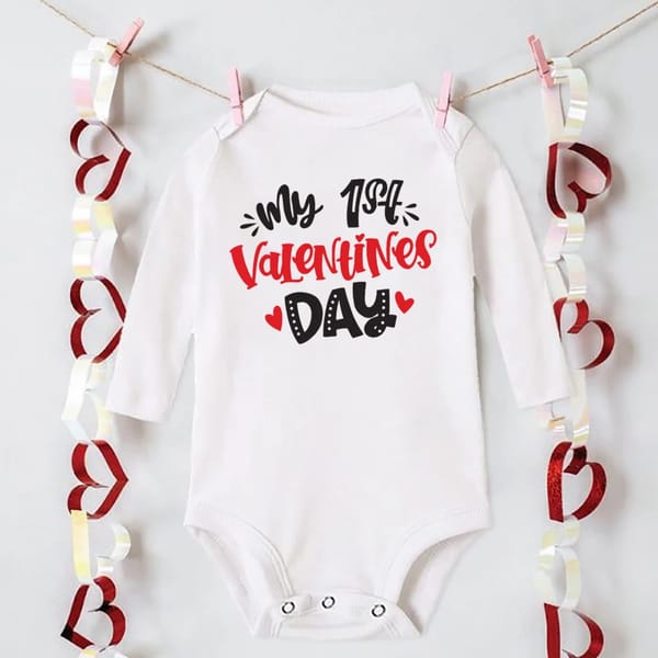 "My First Valentine" Baby Bodysuit – Adorable Newborn Valentine Outfit