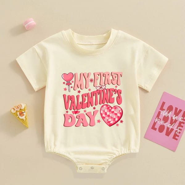 My First Valentine Baby Romper Bodysuit for Newborns