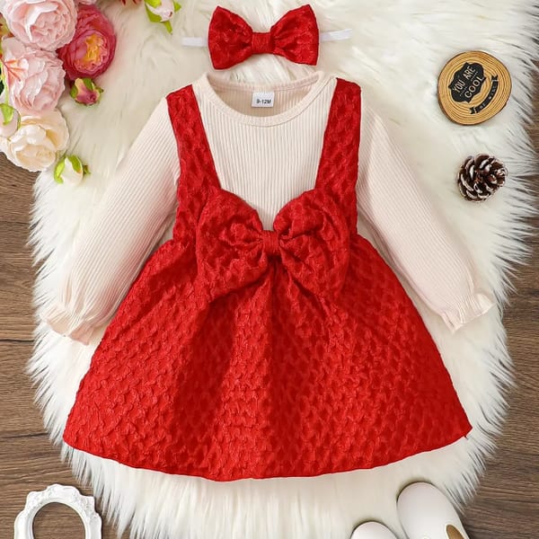 Baby Girl Patchwork Bow Dress for New Year