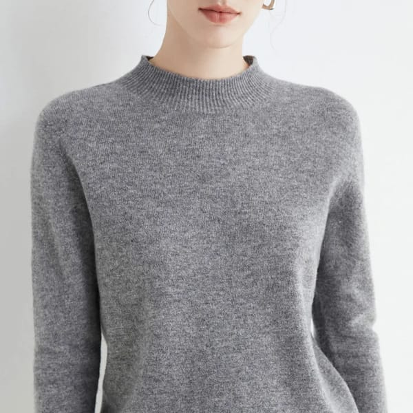 Solid Mock-Neck Pullover Sweater for Women