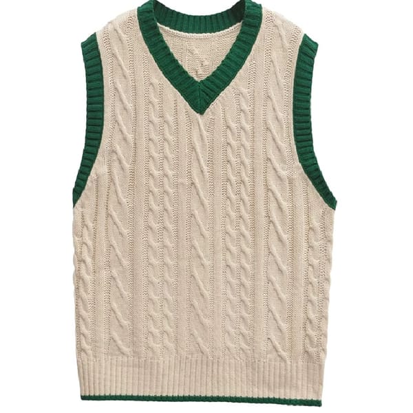 Twist Textured Knitted Sweater Vest with Contrast Colors