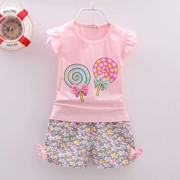 Toddler Girls Summer T-Shirt and Shorts Clothing Set