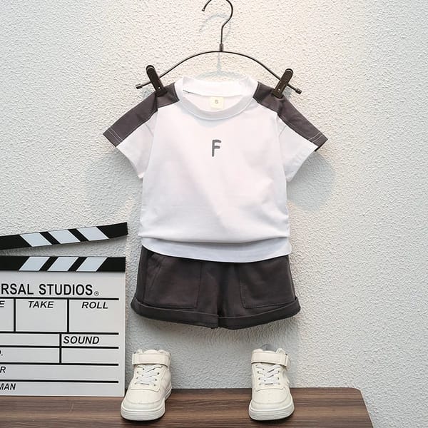 Summer Cotton Letter Print T-Shirt and Shorts Outfit Set
