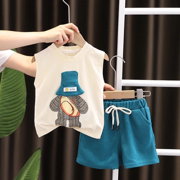 Summer Sleeveless Vest and Shorts Sports Outfit Set