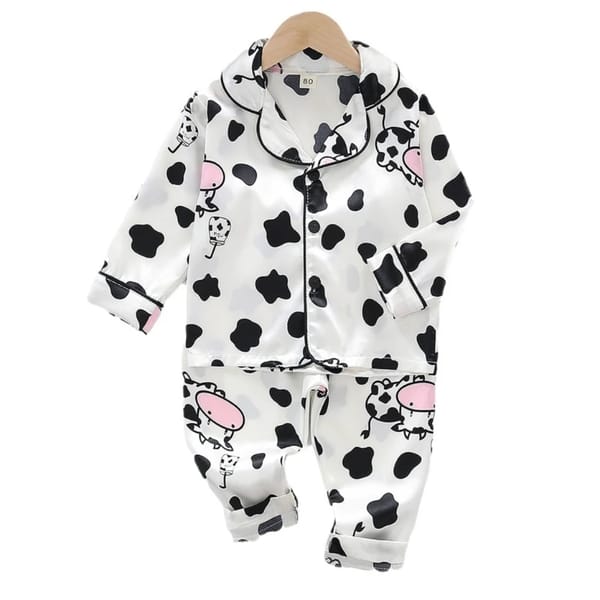 Cartoon Print Pajama Set for Toddlers with Long Sleeves