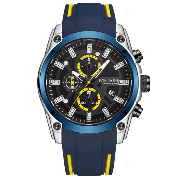 Durable Men's Chronograph Quartz Watch with Silicone Strap