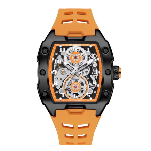 Stylish Men's Automatic Watch with Skeleton Design and Luminous Hands