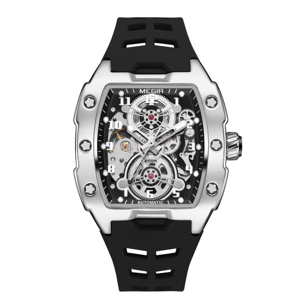 Stylish Men's Automatic Watch with Skeleton Design and Luminous Hands