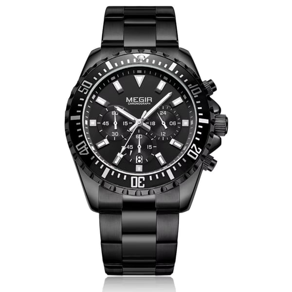 Luxury Quartz Sports Chronograph Watch with Stainless Steel Bracelet