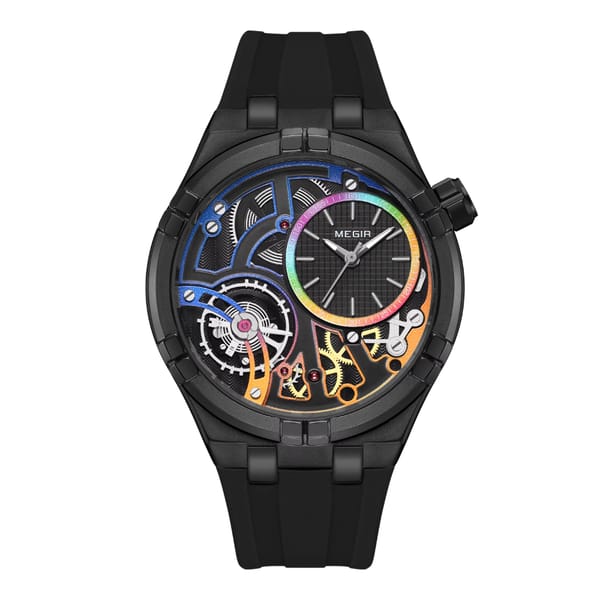 Skeleton Quartz Watch with Luminous Hands for Men