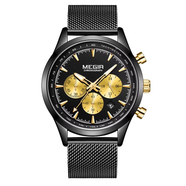 Men's Waterproof Chronograph Sports Watch with Stainless Steel Band