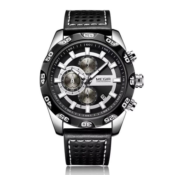 Men's Chronograph Waterproof Quartz Sports Wristwatch with Auto Date