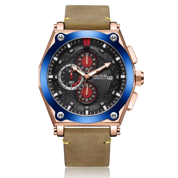 Men's Waterproof Sports Chronograph Quartz Watch with Luminous Features