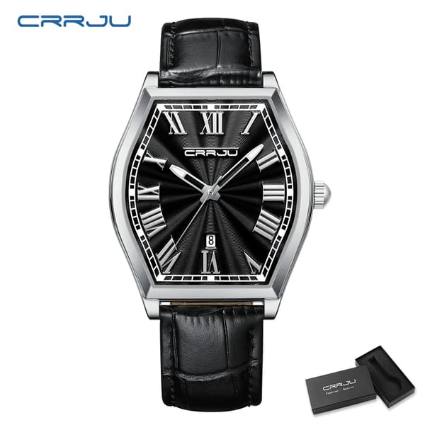 Rectangular Quartz Watch with Luminous Features and Calendar For Men