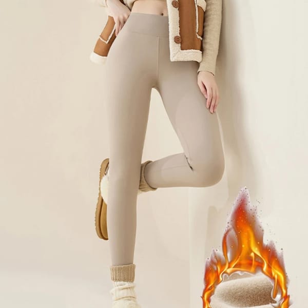 Autumn Winter Rabbit Fleece Lined Sharkskin Leggings for Warmth