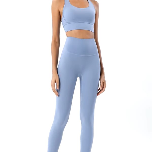 Women's 2-Piece Nylon Yoga Set - Fitness Tracksuit & Sports Bra