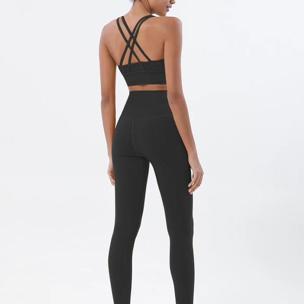 Nylon 2-Piece Sportswear Set - Women's Leggings & Sports Bra