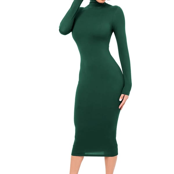 Elegant Winter Turtleneck Bodycon Midi Dress