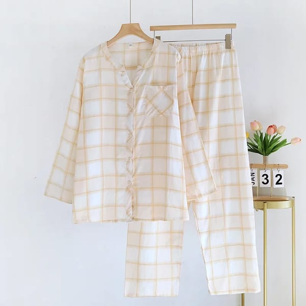 Comfortable Cotton Pajama Set for Spring and Summer