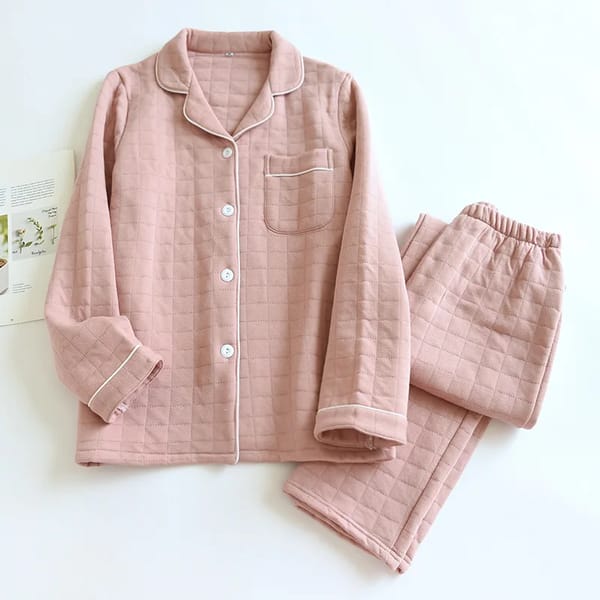 Cozy Thickened Cotton Couple Pajama Set for Winter Comfort