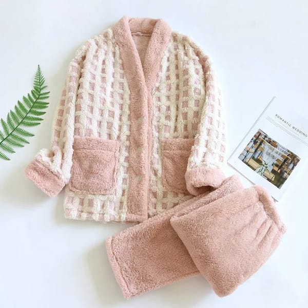 Thick Warm Pajama Suit for Cozy Winter Home Relaxation