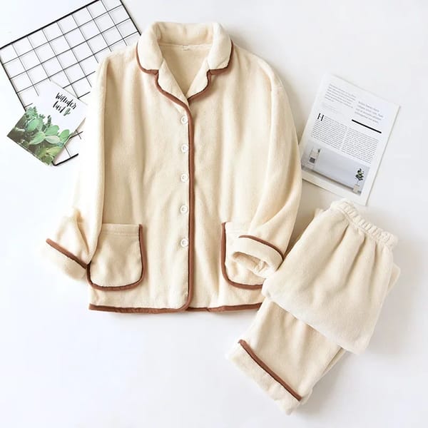 Thickened Coral Fleece Couple Pajamas – Warm & Cozy Winter Suit