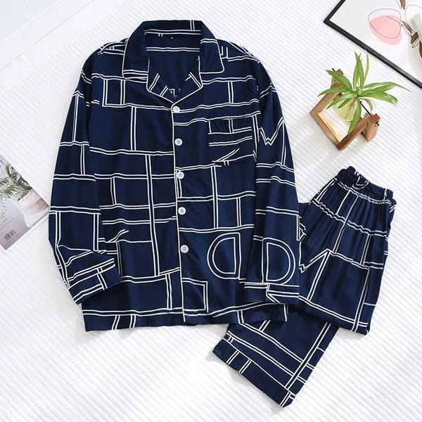 Men's Viscose Pajama Set – Long Sleeve, Comfortable Homewear