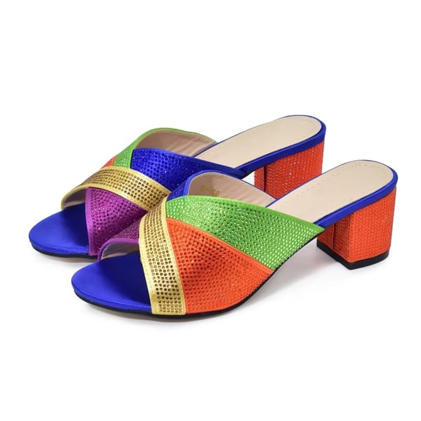 Elegant Crystal Sandal with Mid Square Heels for Special Occasions