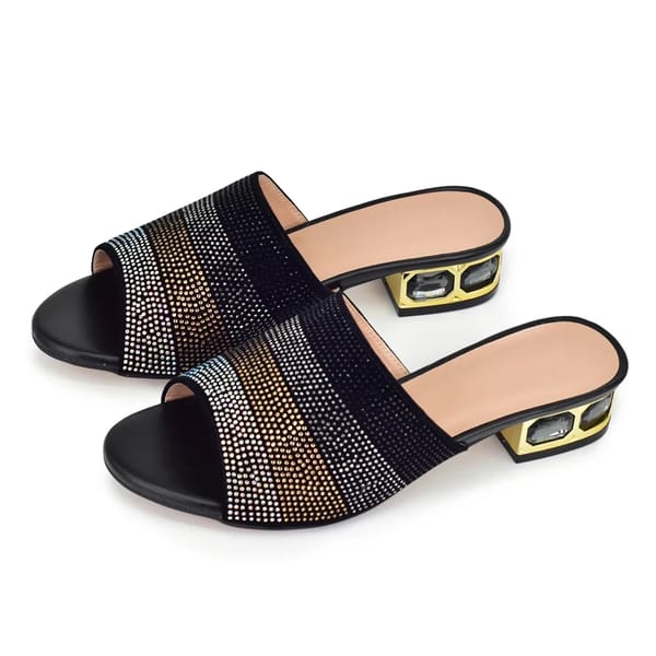 Crystal-Embellished Low-Heeled Sandals for Weddings and Celebrations