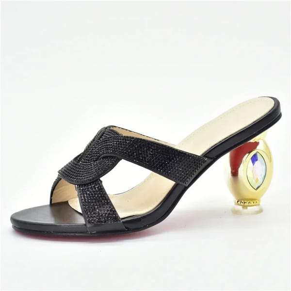 Elegant Rhinestone Open-Toe Mid-Heel Party Sandals for Women