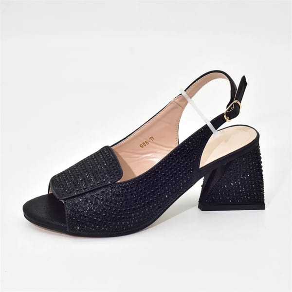 Fashionable High Heeled Sandals with Crystal Rhinestone Embellishments