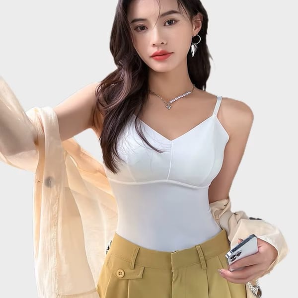 Women's Summer Seamless Ice Silk Camisole V-Neck Bra Top