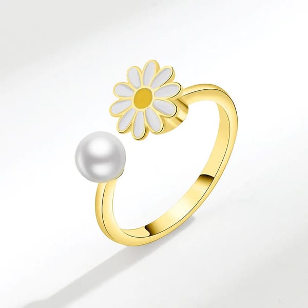 Rotatable 925 Sterling Silver Sunflower Zircon Ring for Women