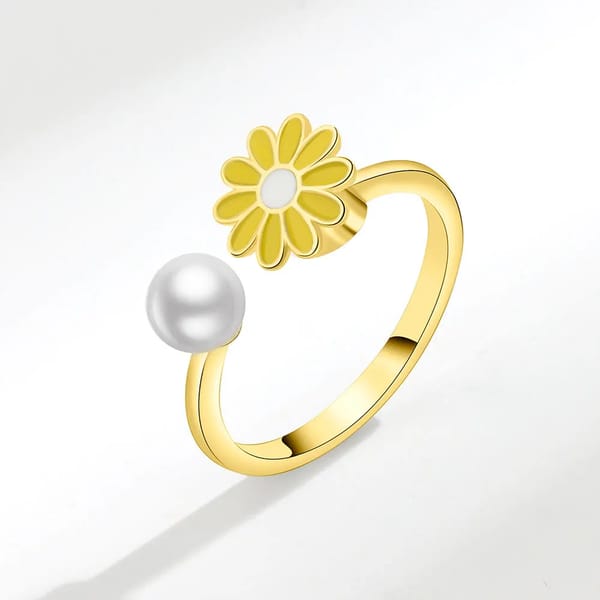 925 Sterling Silver Sunflower Rotatable Stress-Relief Ring