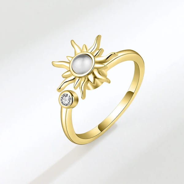 Elegant 925 Sterling Silver Diamond Zircon Rotating Ring for Women