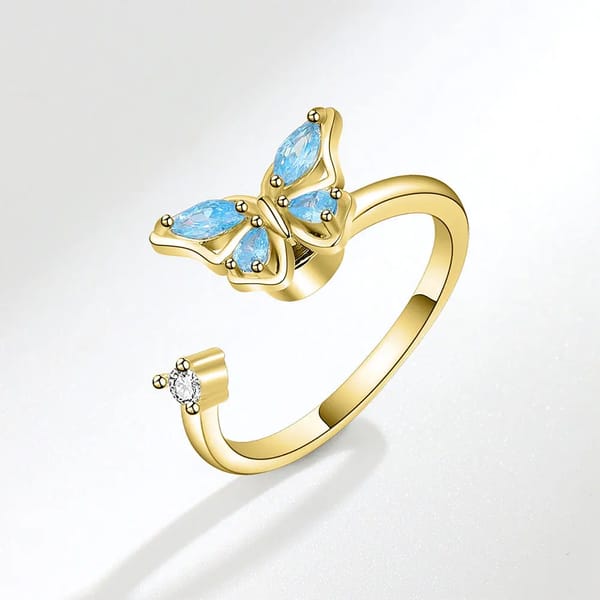 925 Sterling Silver Rotatable Diamond Zircon Stress-Relief Ring for Women