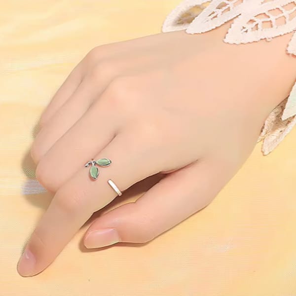 925 Sterling Silver Small Leaves Micro-Insert Opening Ring