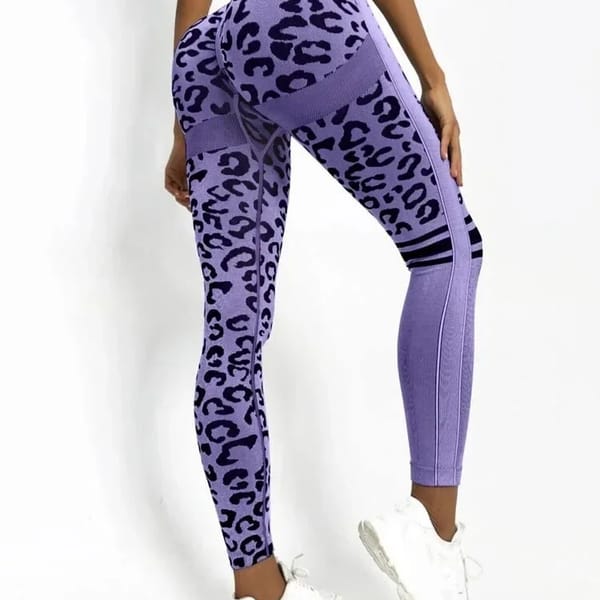 Seamless Leopard Workout Pants for Running and Yoga