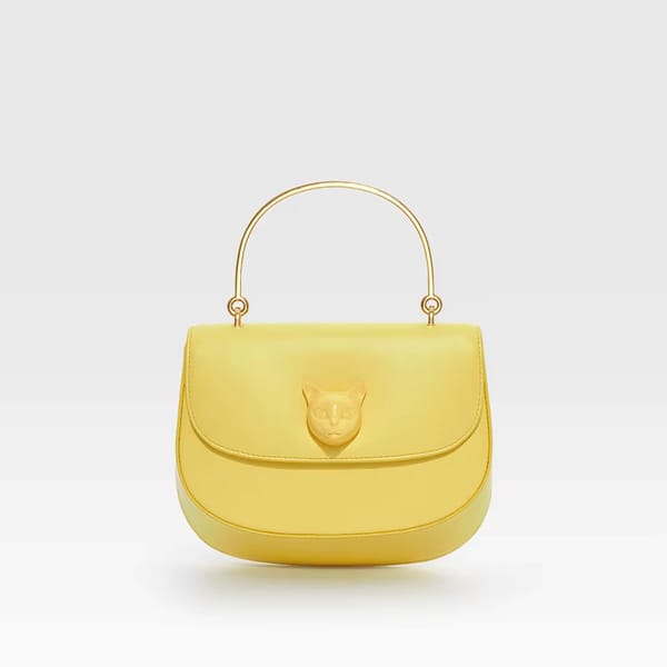 Chic Half Moon Leather Handbag with Lock Detail